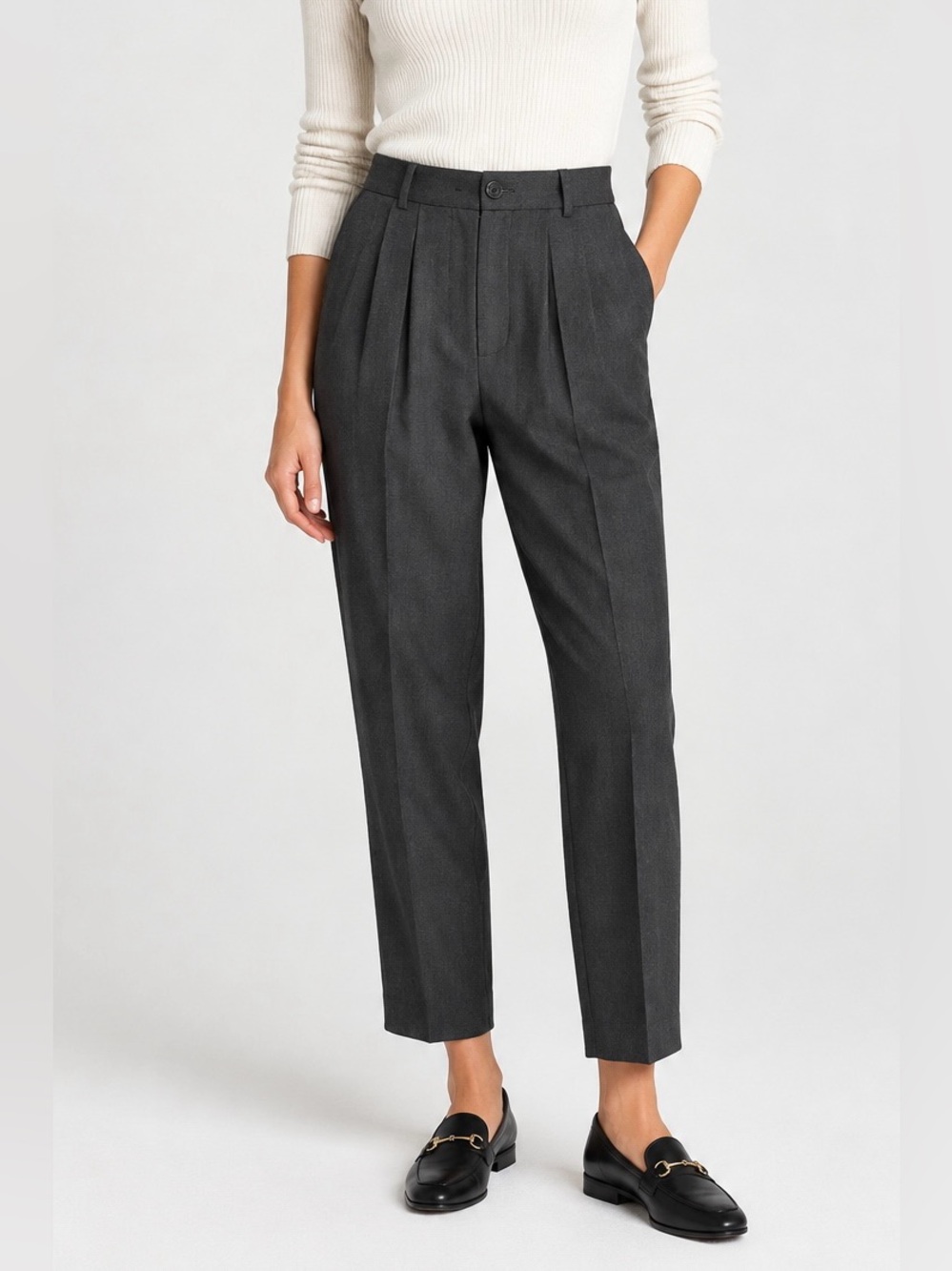 EMPORIO ARMANI Women's High Rise Wide Leg Dress Pants Wool Blend SZ IT46,US10